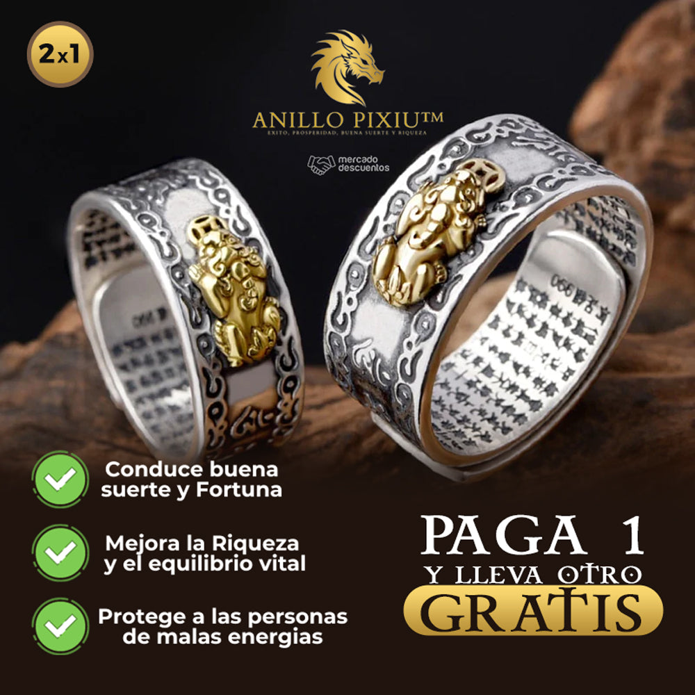 ANILLO AJUSTABLE PIXIU ATRAE RIQUEZA Y PROSPERIDAD PAGA 1 Y LLEVA 2