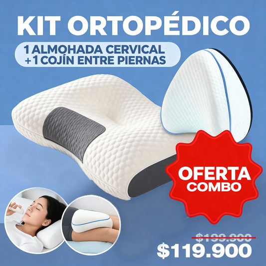 KIT ORTOPÉDICO: ALMOHADA CERVICAL + COJÍN SOPORTE PIERNAS